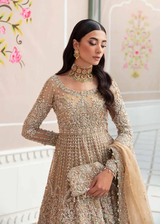Luxury Nude Heavily Embellished Pakistani Wedding Dress Pishwas Lehenga
