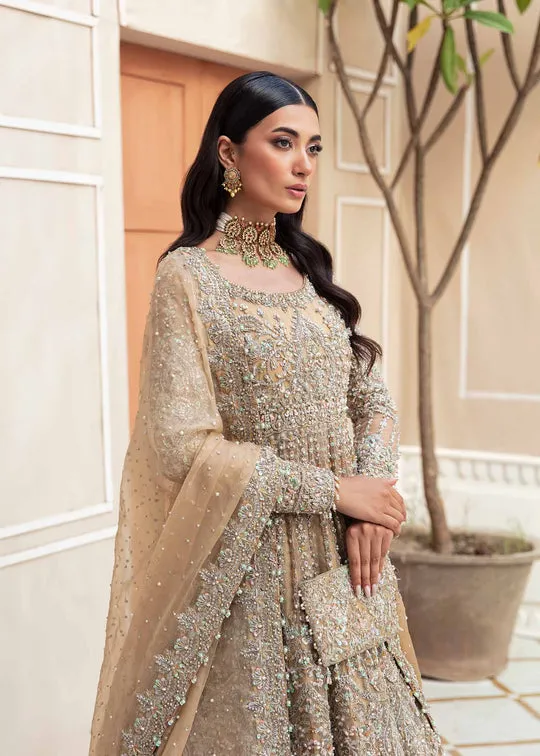 Luxury Nude Heavily Embellished Pakistani Wedding Dress Pishwas Lehenga