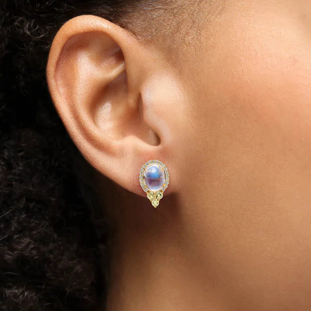 Mark Henry 18k Yellow Gold Grapevine Moonstone and Diamond Earrings