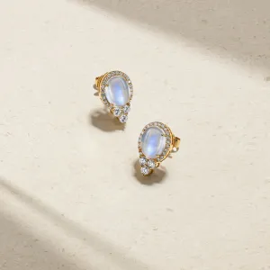 Mark Henry 18k Yellow Gold Grapevine Moonstone and Diamond Earrings