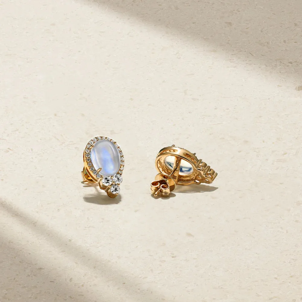 Mark Henry 18k Yellow Gold Grapevine Moonstone and Diamond Earrings
