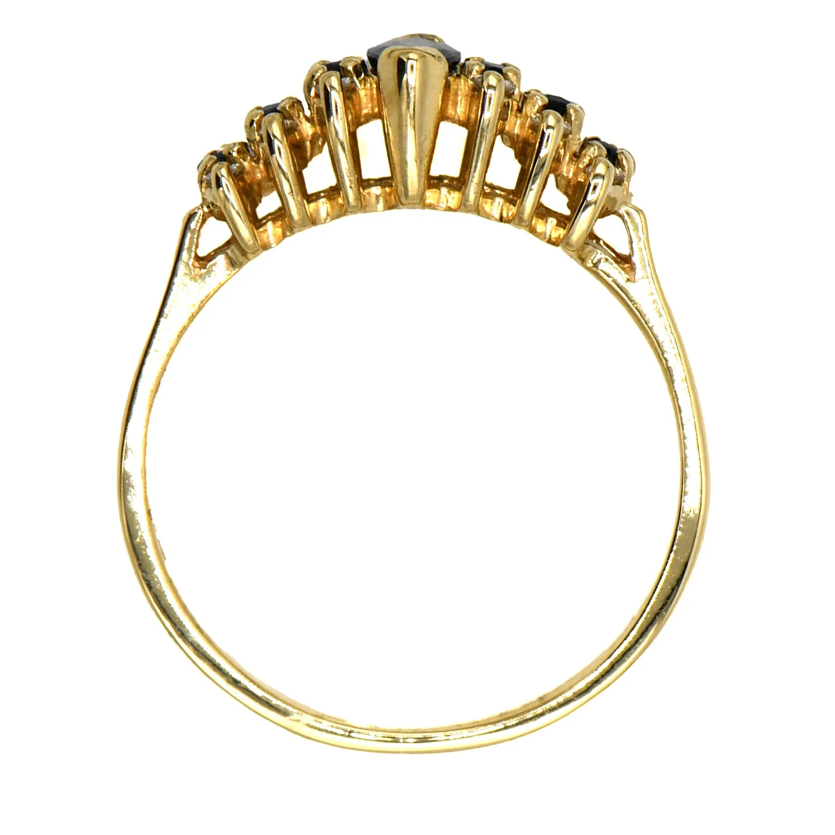 Marquise and Round Sapphire Ring with Diamond Accents in 10k Gold