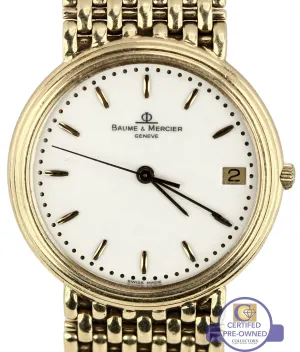 Men's Vintage Baume & Mercier Geneve 14K Yellow Gold Swiss 31mm Date Watch