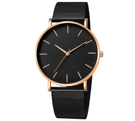 Mesh Ultra-thin Stainless Steel Fashion Quartz Wrist Watch