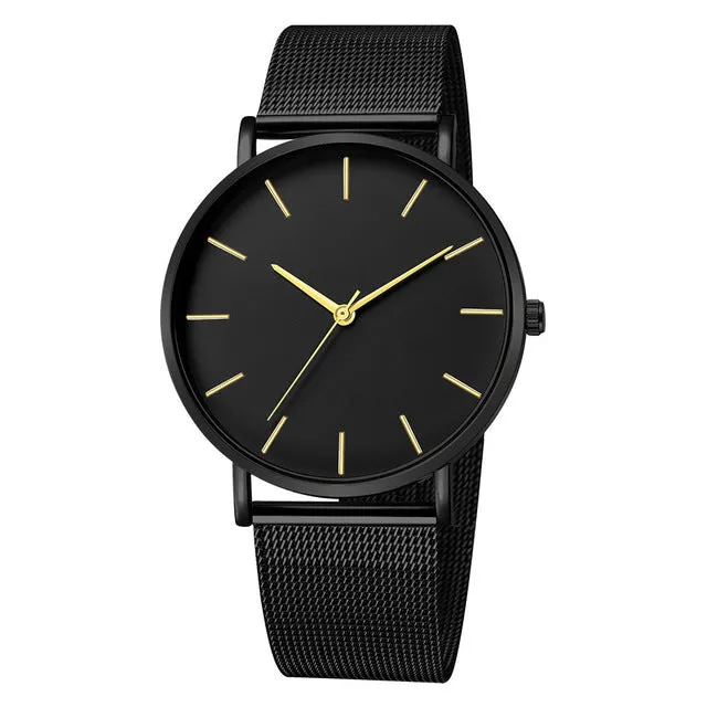 Mesh Ultra-thin Stainless Steel Fashion Quartz Wrist Watch