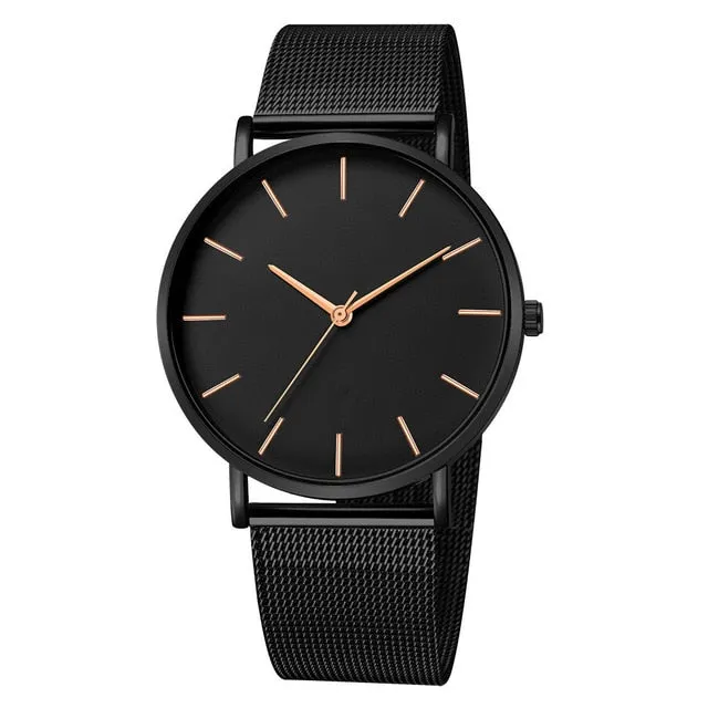 Mesh Ultra-thin Stainless Steel Fashion Quartz Wrist Watch