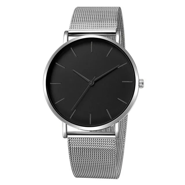 Mesh Ultra-thin Stainless Steel Fashion Quartz Wrist Watch