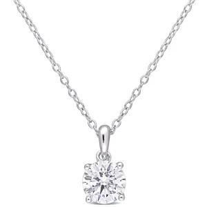 Moissanite Round Pendant 1 CT Silver