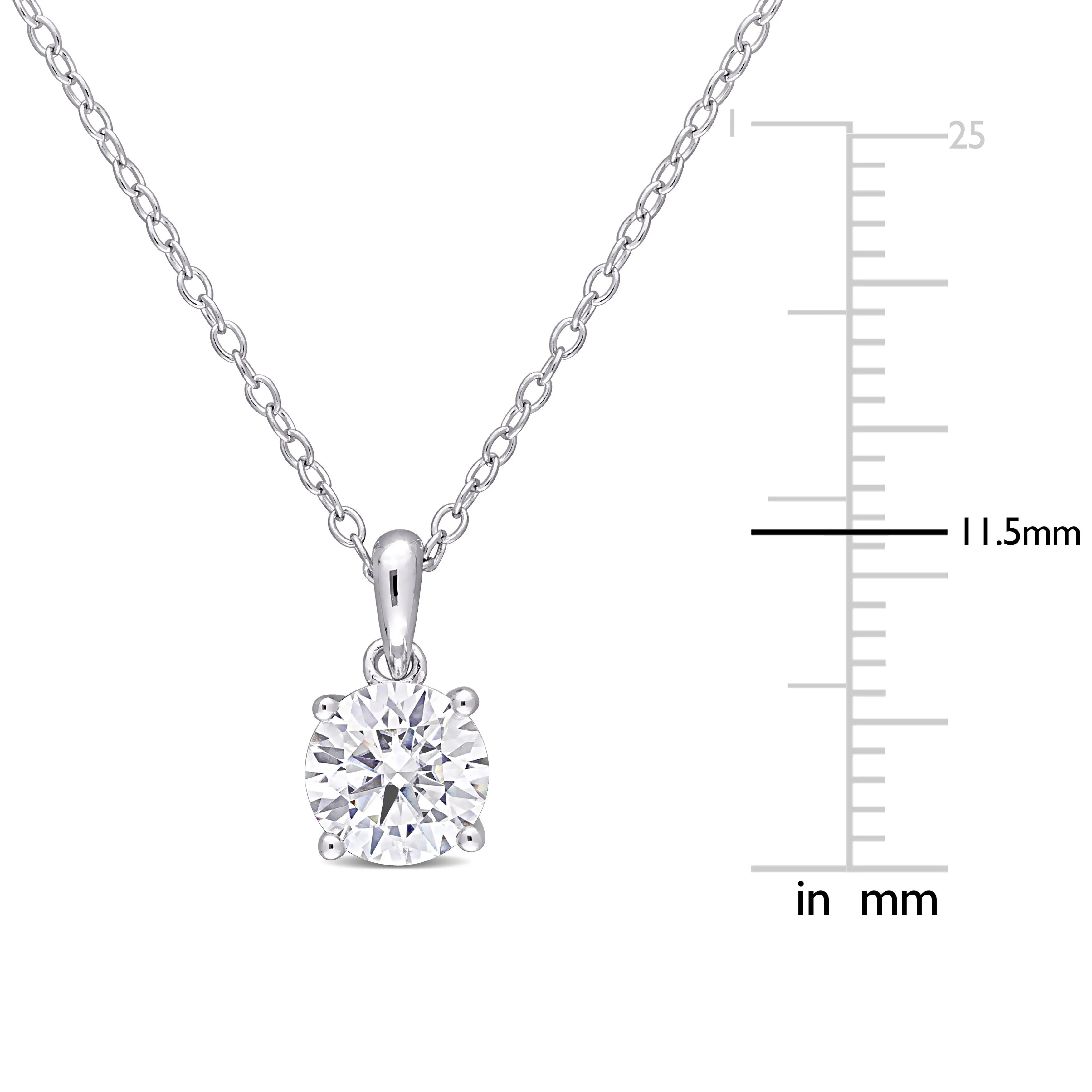 Moissanite Round Pendant 1 CT Silver