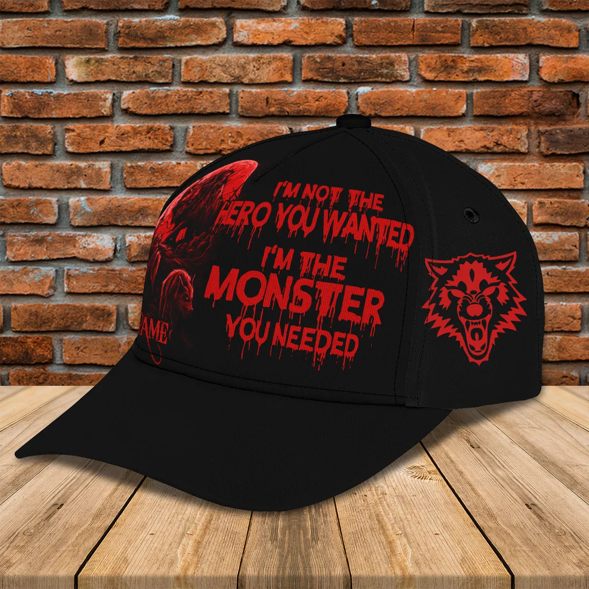 Monster Wolf  - Personalized Name Cap - Loop - Nt168 - Ct028
