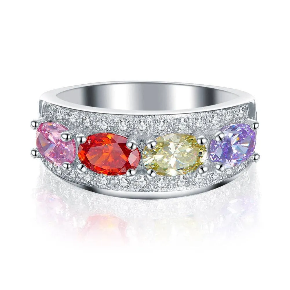 Multi-Gemstone Wedding Band