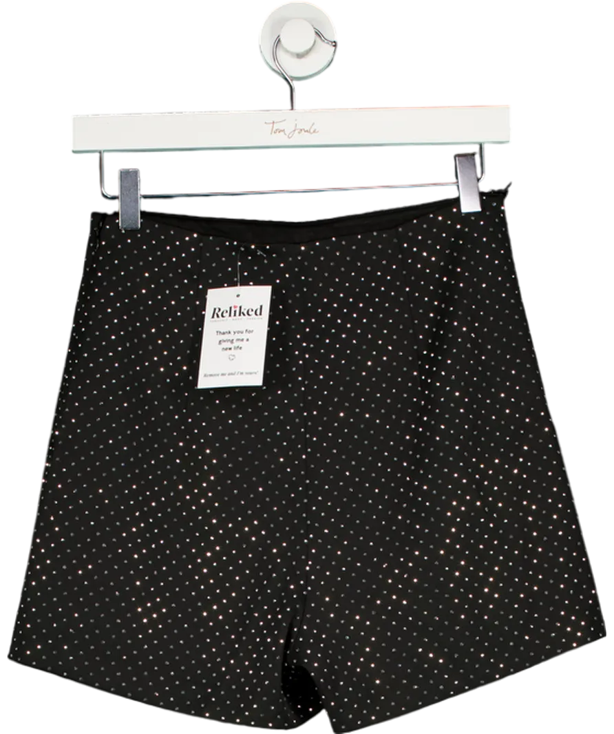 Nadine Merabi Black Kira Rhinestone Embellished Shorts UK S