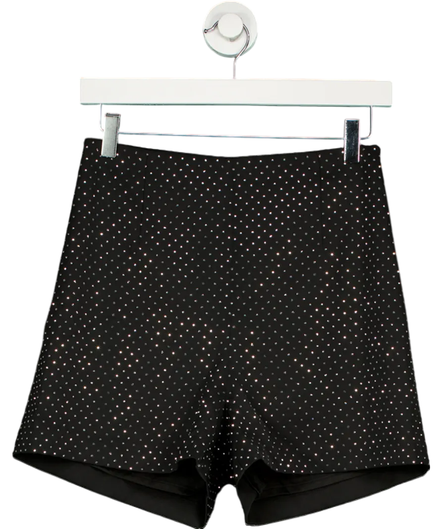 Nadine Merabi Black Kira Rhinestone Embellished Shorts UK S