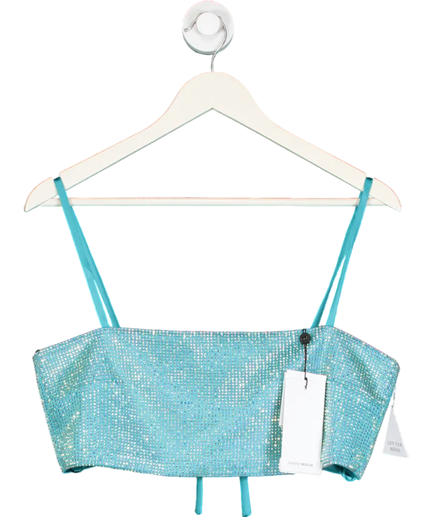 Nadine Merabi Blue Cleo Aqua Top UK M