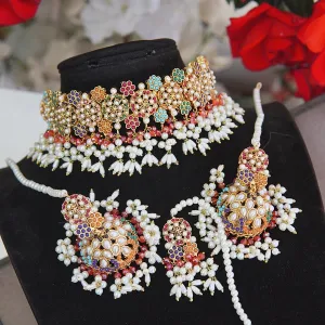 Navratan Luxurious Collar Jhumkey Set