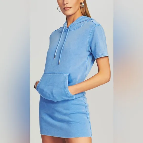 NWT Ser.o.ya x Revolve Rory Hooded Sweatshirt Dress in Blue - Size M