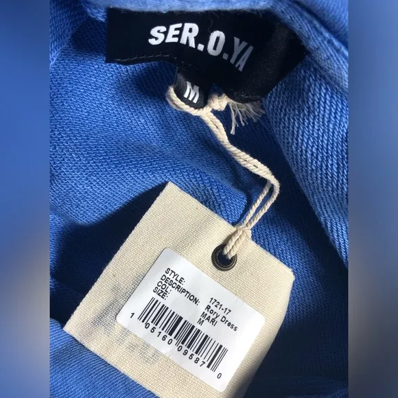 NWT Ser.o.ya x Revolve Rory Hooded Sweatshirt Dress in Blue - Size M