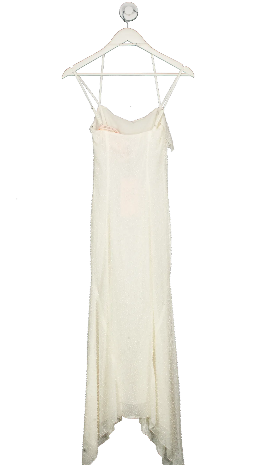 Oh Polly White Dole Embellished Hankerchief Hem Maxi Dress UK 8
