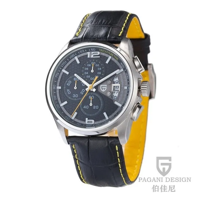 PAGANI DESIGN Luxury Fashion Watch Leather Strap Quartz