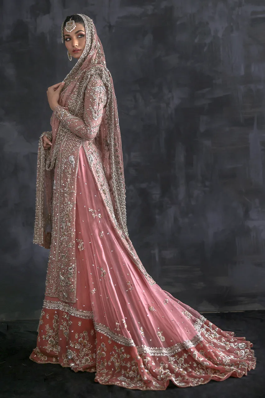 Pakistani Bridal Dress in Pink Gharara and Jacket Style