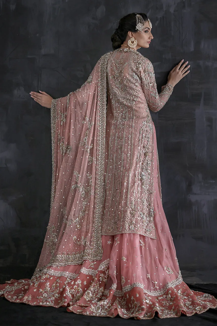 Pakistani Bridal Dress in Pink Gharara and Jacket Style