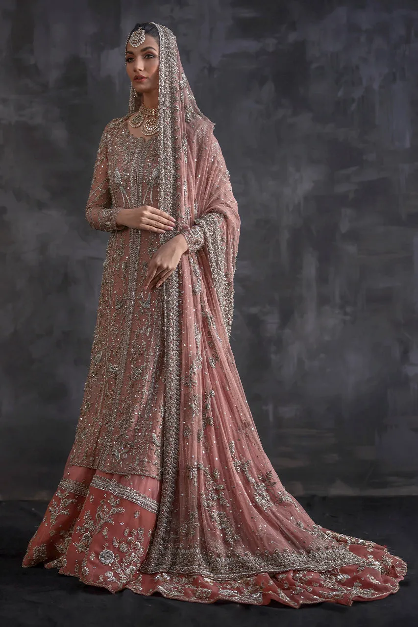 Pakistani Bridal Dress in Pink Gharara and Jacket Style
