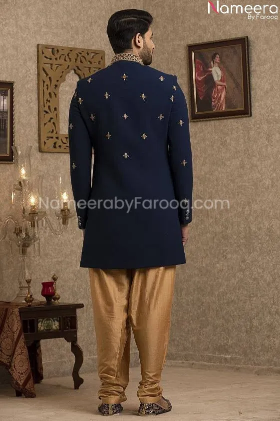 Pakistani Elegant Blue Sherwani for Groom Online #GR104