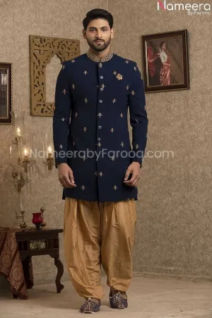 Pakistani Elegant Blue Sherwani for Groom Online #GR104
