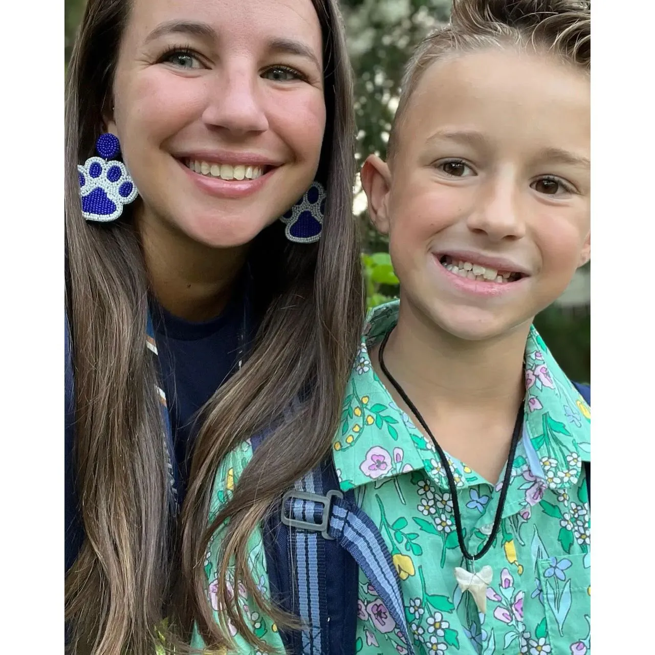 Paw Print Seed Beaded Earrings - Blue/White, Yellow/Purple, Black/Red