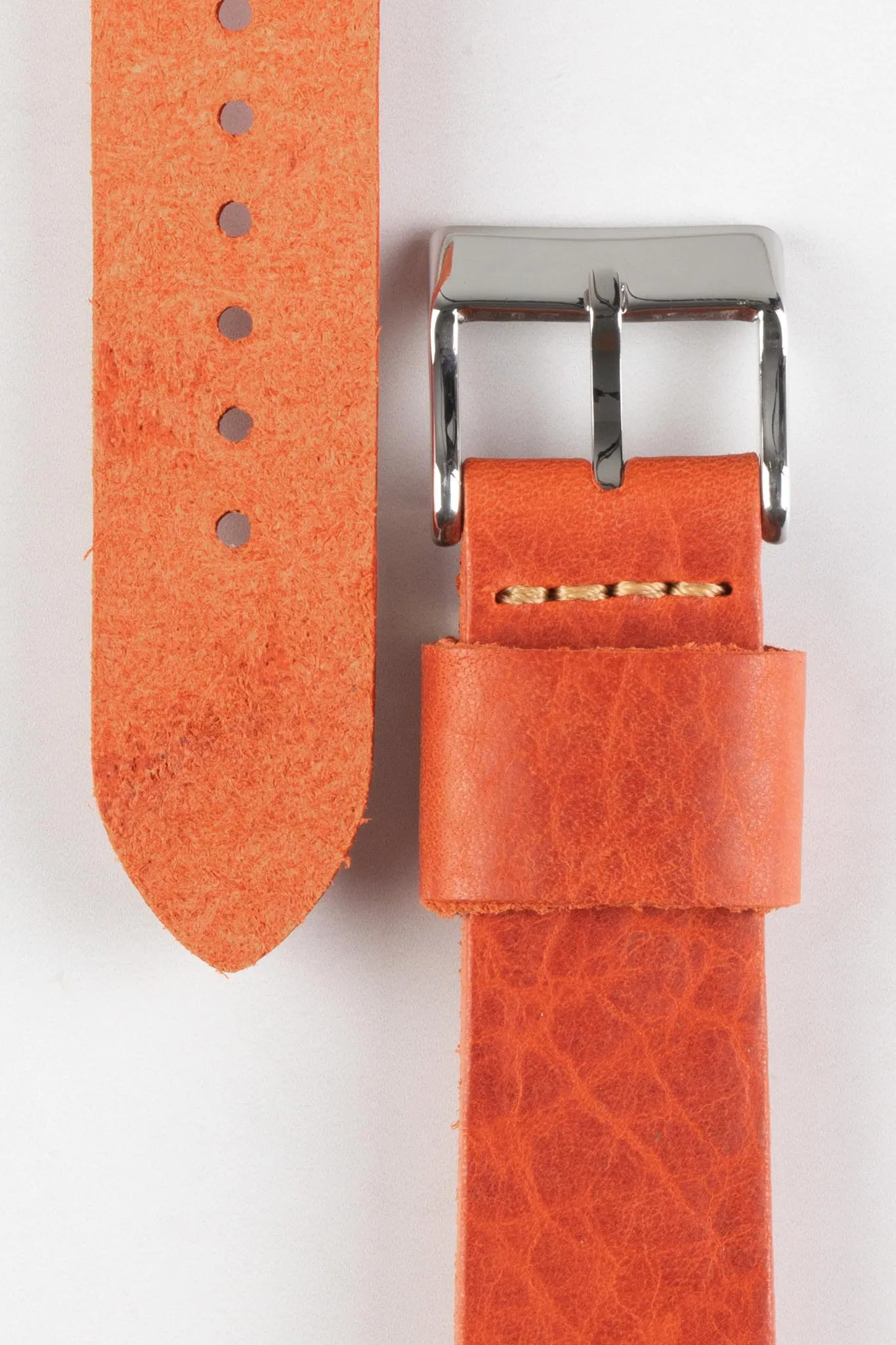 Pebro ARTISAN Leather Watch Strap in BURNT RED