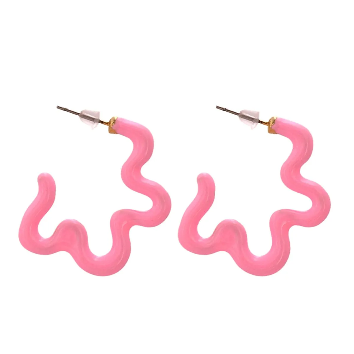 Pink Enamel & 18K Gold-Plated Open Flower Stud Earrings