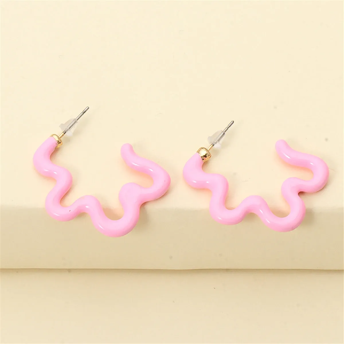 Pink Enamel & 18K Gold-Plated Open Flower Stud Earrings