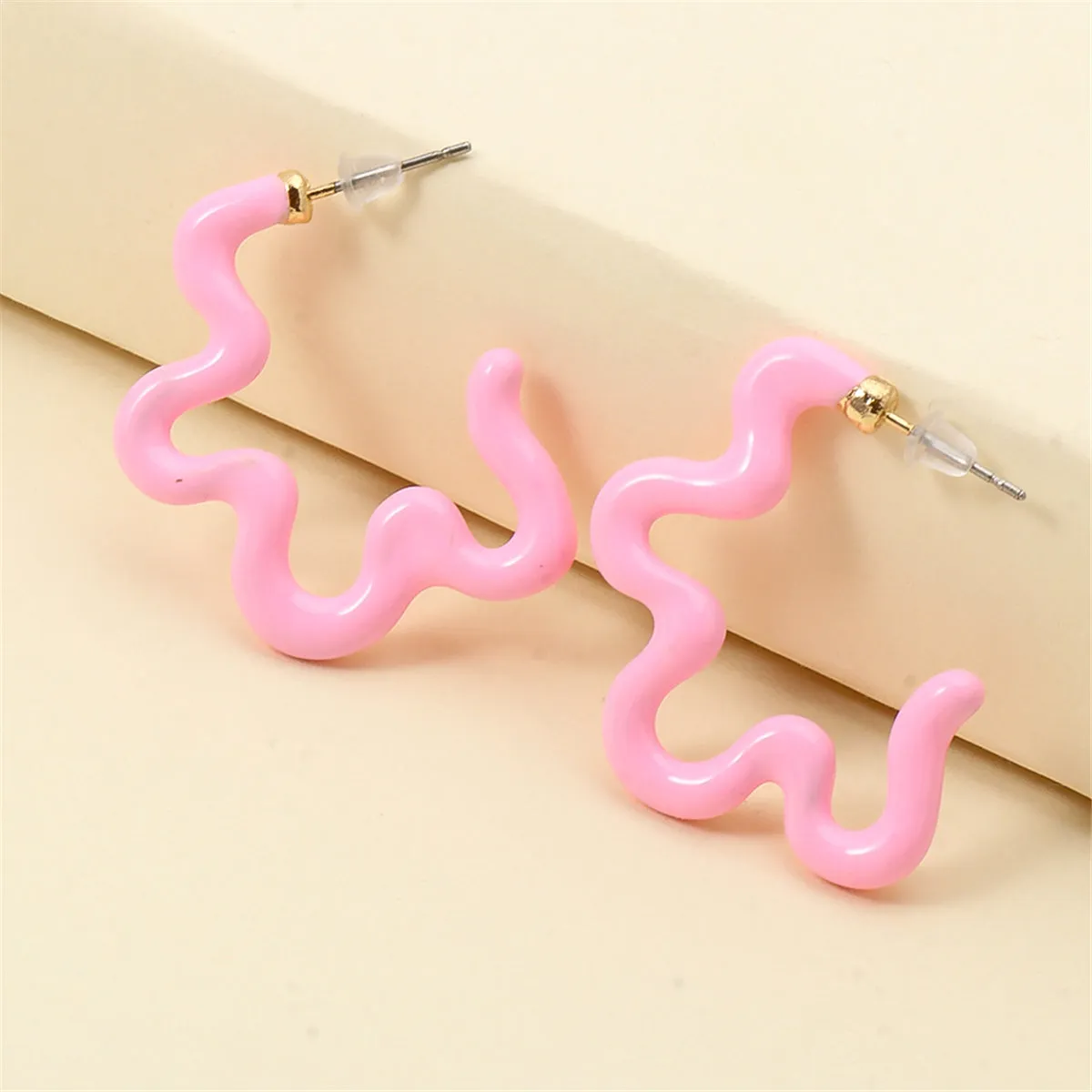 Pink Enamel & 18K Gold-Plated Open Flower Stud Earrings