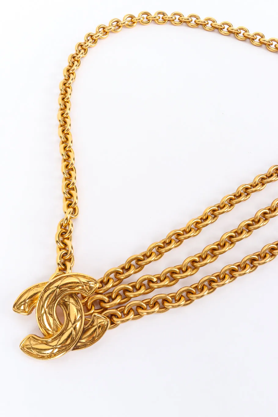 Quilted CC Charm Chain Belt