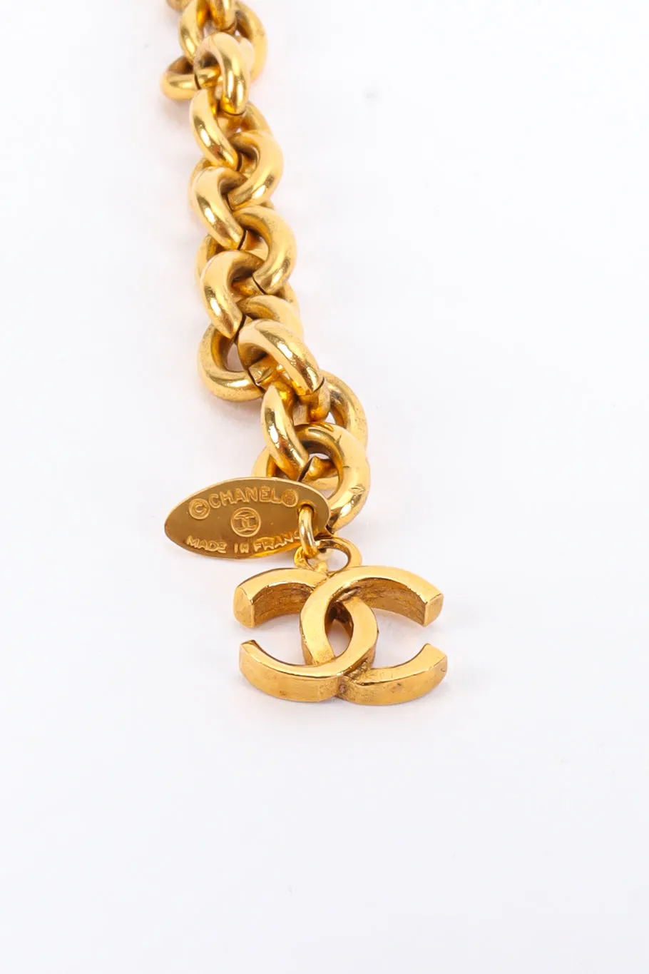 Quilted CC Charm Chain Belt