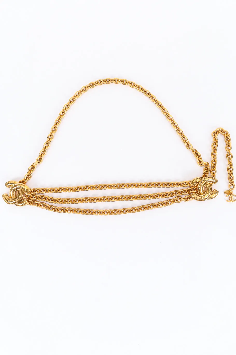 Quilted CC Charm Chain Belt