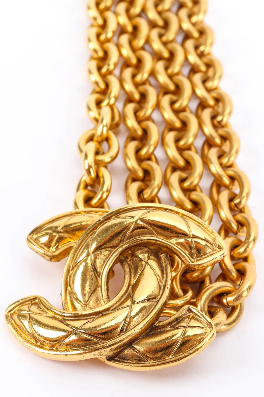Quilted CC Charm Chain Belt