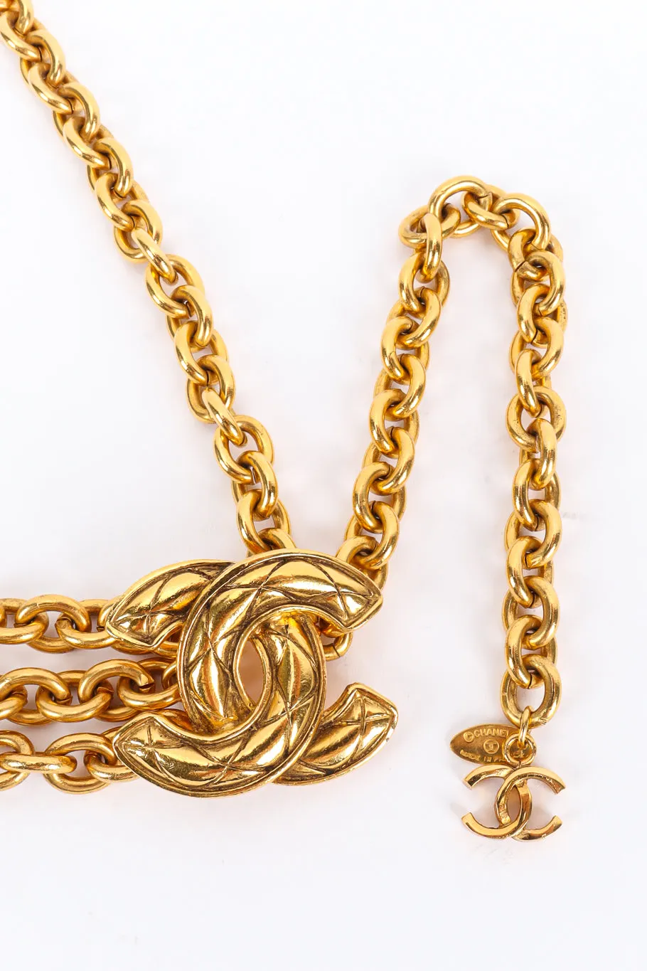 Quilted CC Charm Chain Belt