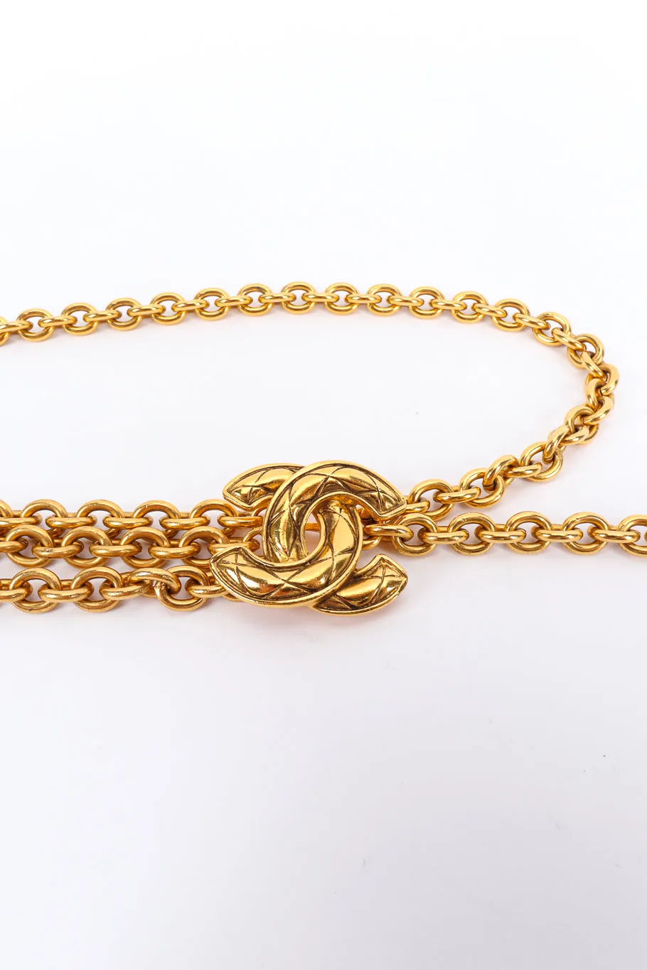 Quilted CC Charm Chain Belt