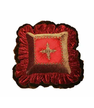 Red and Cheetah Jeweled Cross Christmas Pillow