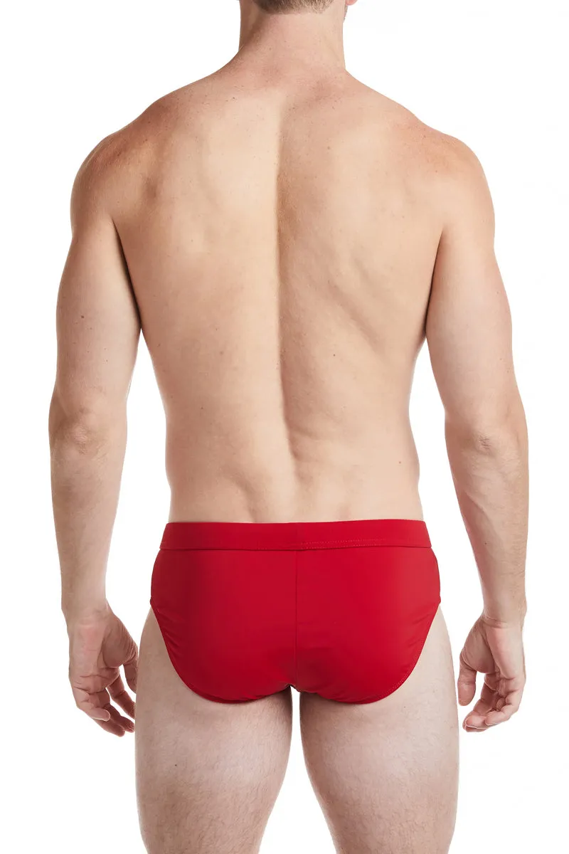Red - CAMDEN Bikini Swim Brief with Cobalt Trim