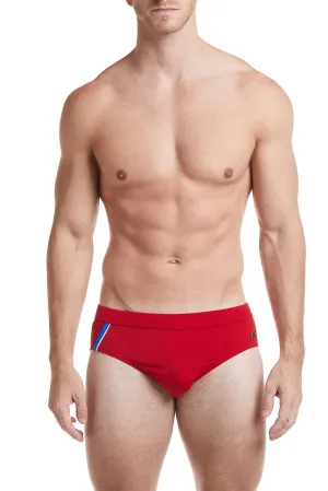 Red - CAMDEN Bikini Swim Brief with Cobalt Trim