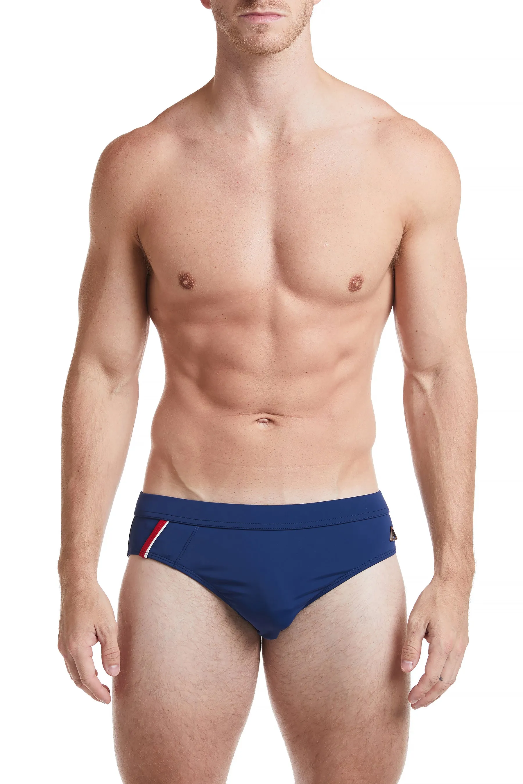 Red - CAMDEN Bikini Swim Brief with Cobalt Trim