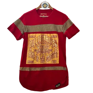 Red Self Made Billionaire Tee w/ Gold Lettering