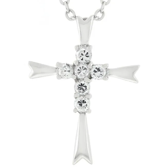 Riva Cubic Zirconia Cross Pendant | Sterling Silver