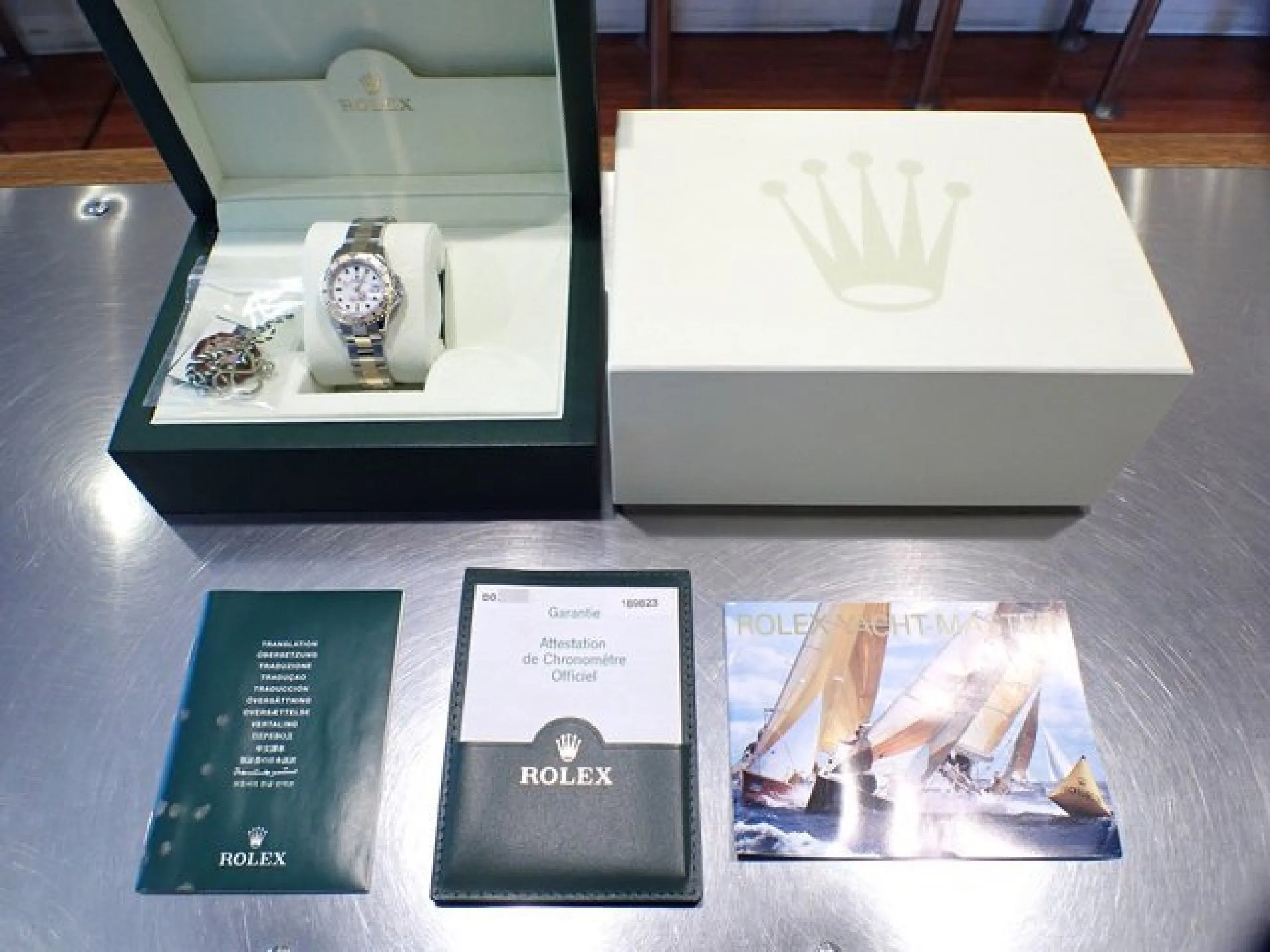 ROLEX YACHT-MASTER 29 MM white 169623 D series 18KYG combination '05 Mens 184059816
