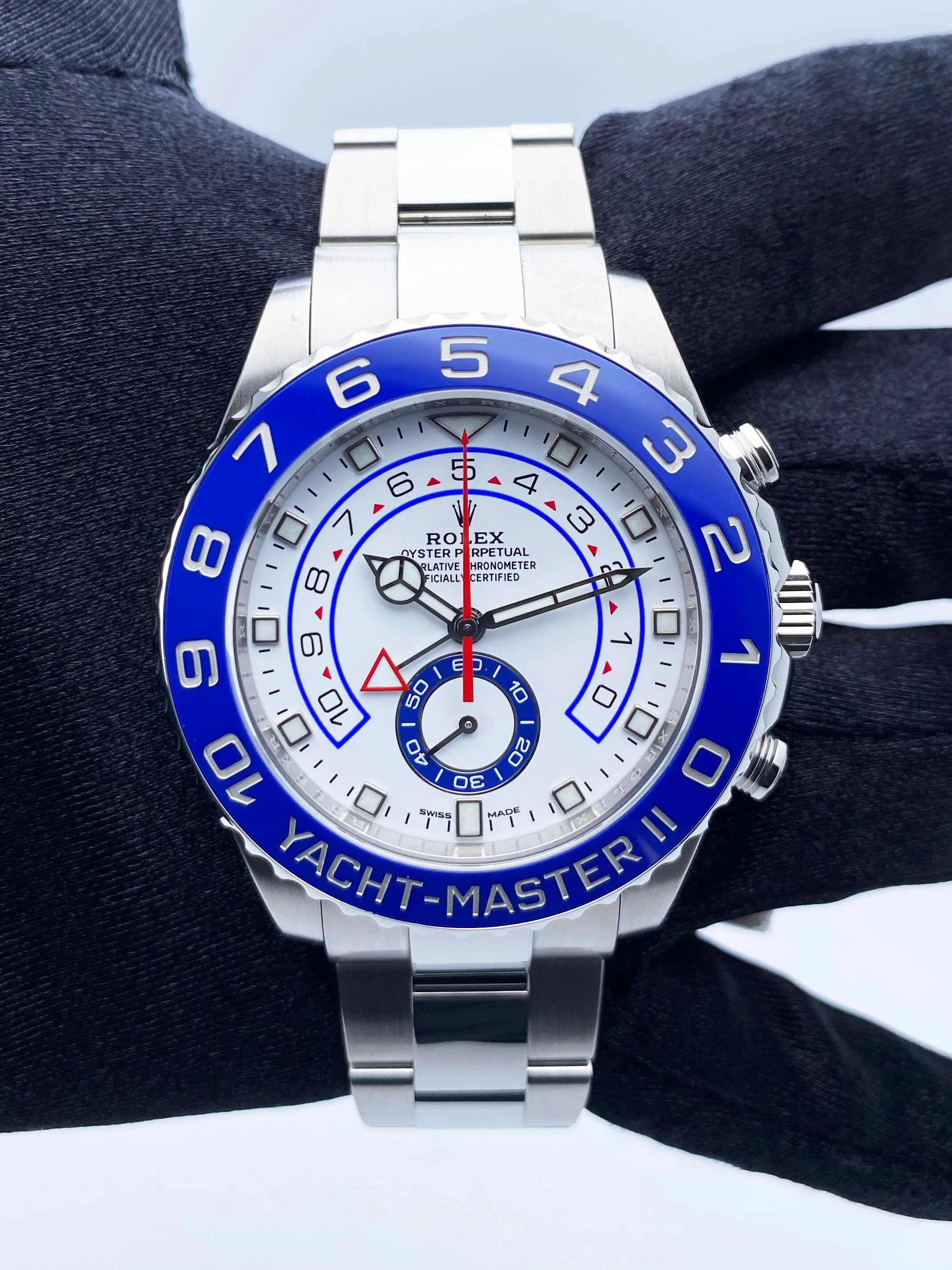 Rolex Yacht-Master II Steel Mercedes Hands 116680 Mens Watch Box Papers