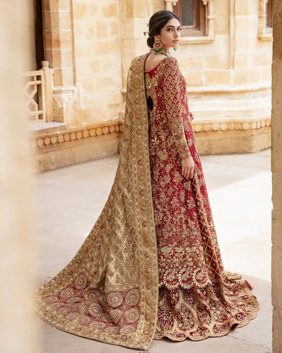 Royal Bridal Wedding Dress in Red Lehenga Kameez Style