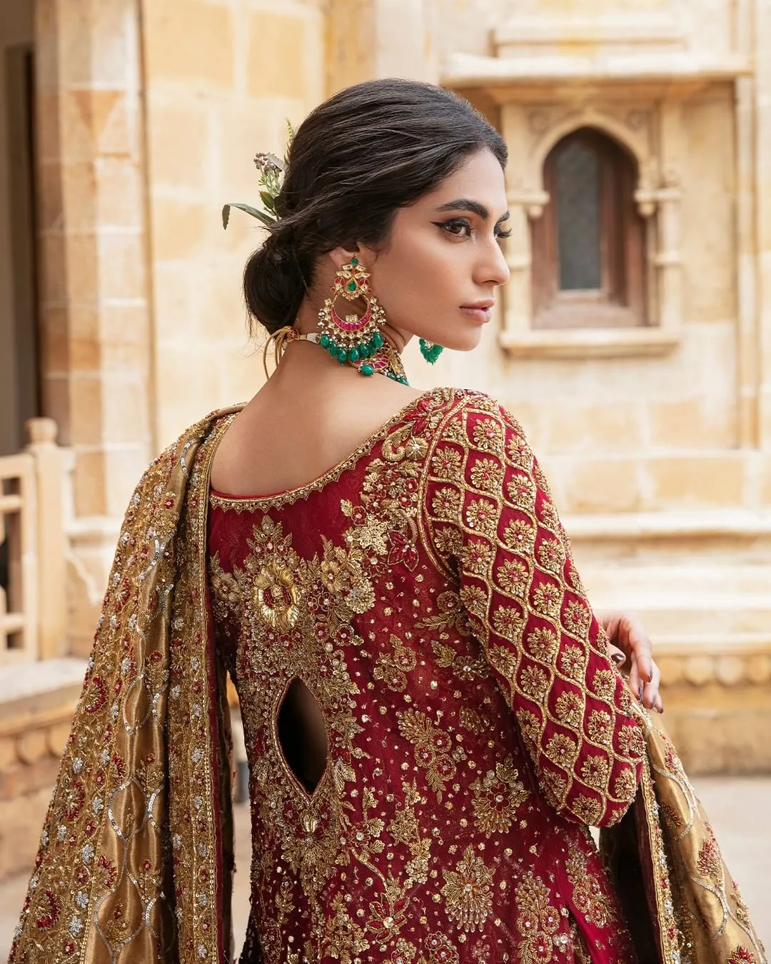 Royal Bridal Wedding Dress in Red Lehenga Kameez Style