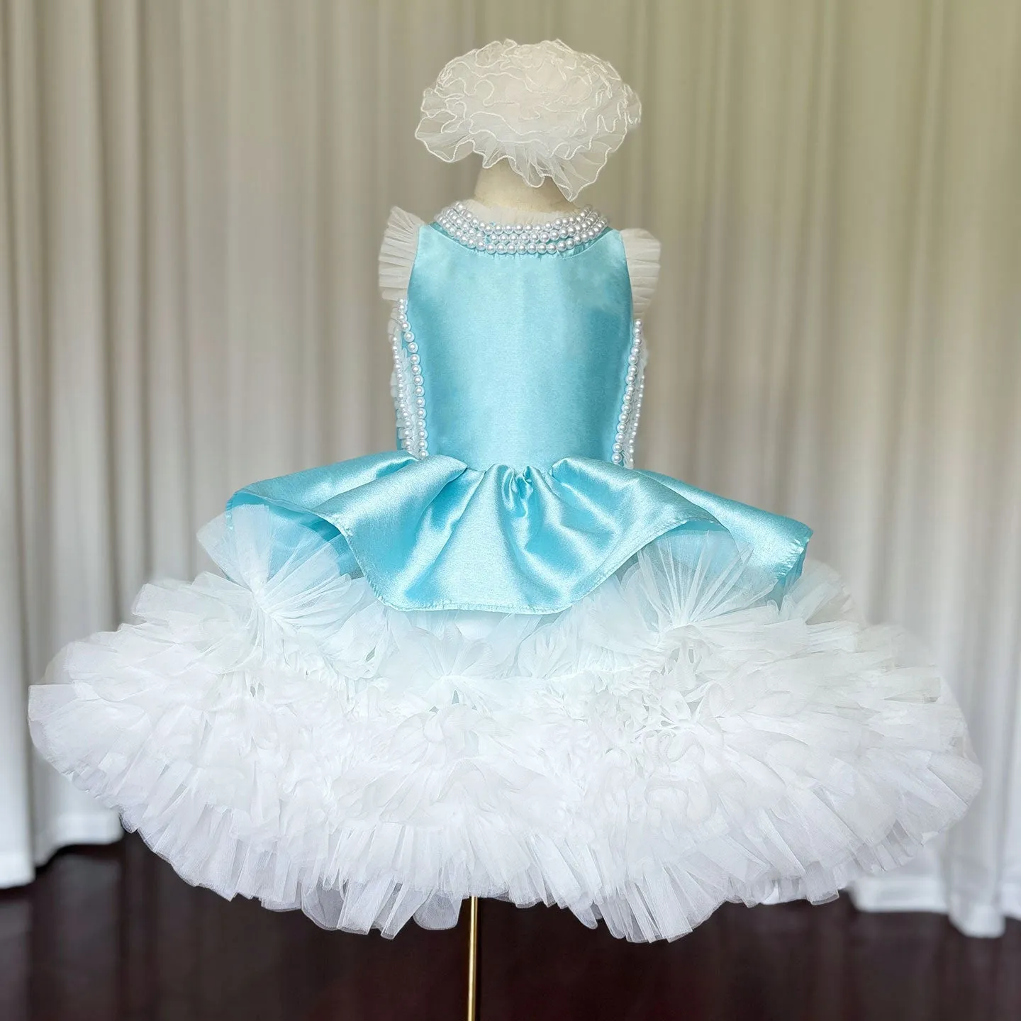 Roycebridal Luxury Sky Blue Girl Dress Pearls Baby Kids Princess Birthday Wedding Party Children Holy Communion Gown 2025 J027